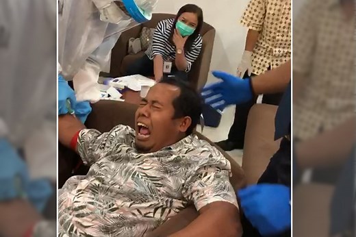 Grown man flips out over a shot