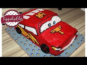 Cars Torte selber machen - Anleitung Lightning McQueen für Kindergeburtstag