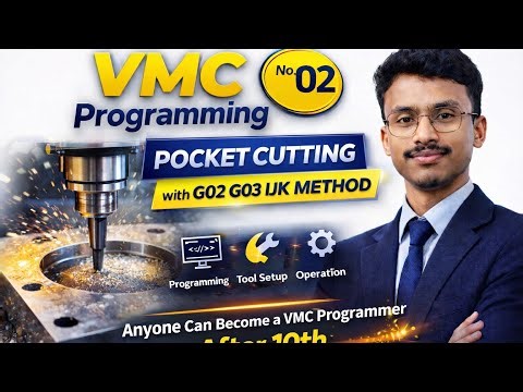 Circular Pocket Milling CNC VMC Programming | G02 G03 IJK Method | Step by Step Hindi