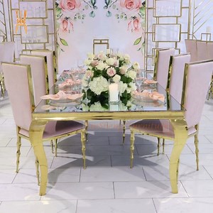 [Hot Item] High Gloss Mirror Stainless Steel Tempered Glass Rectangle Mirror Dining Tables