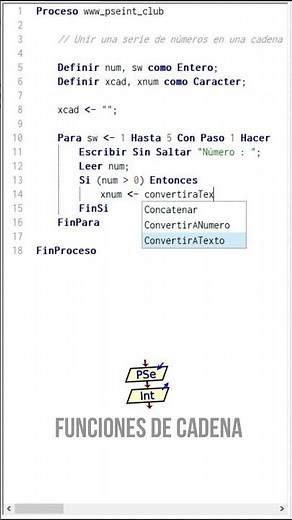 🟡PSeInt: Algoritmo que ingrese 5 números de tipo carácter y lo convierta a uno sólo de tipo número.