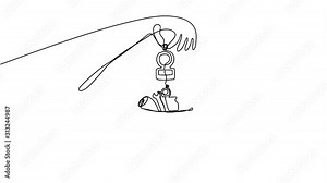 Self drawing animation of people sorting a garbage - continuous line drawing