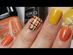 Easy Autumn Plaid Nail Art | Fall Nail Design Idea | Nail Art Tutorial for Beginners