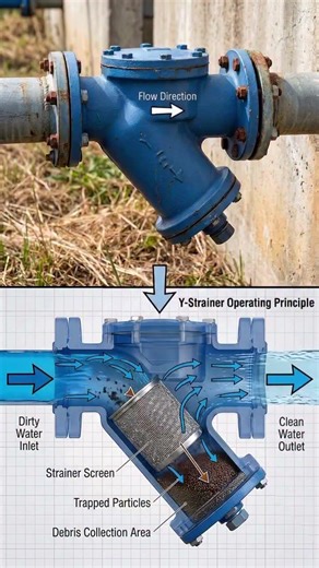 👉📝😱Y-Strainer Working Principle | How Dirty Water Becomes Clean in Pipeline💧⚙️#shorts#viral#trending