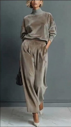 Turtleneck Velvet Pant Set | Casual Warmth Meets Effortless Chic #womensfashion #style