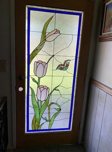 White Tulip Stained Glass Window Film | Custom Size Privacy Cling | Butterfly Window Decal - Etsy