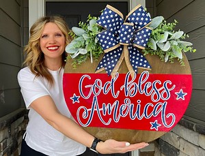 Fourth of July Front Door Decor | Fourth of July Wreath | God Bless America | Fourth of July Door Hanger | Fourth of July Door Wreath - Etsy