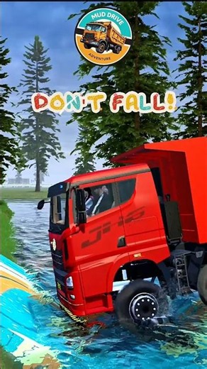 IMPOSSIBLE?! Red Dump Truck Pulls Double Trailer Across Broken Bridge!