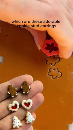 Polymer Clay Artist💕 on Instagram: "Making Christmas Cookie Stud Earrings using Polymer Clay and Liquid Clay!"