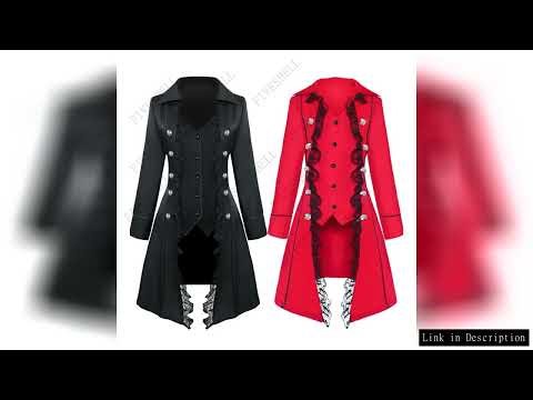 Halloween Cosplay Costumes Medieval Victorian Women Outwear Steampunk Gothic Tailcoat Button Retro L