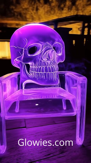 Light up the night with this gothic glow-in-the-dark patio chair like a purple skull. It's spooky, stylish, and perfect for moonlit lounging with serious attitude. When the sun sets, the eerie purple glow brings your outdoor space to life in the most hauntingly cool way. A must-have for those who love their garden with a touch of the dark side. 💀💜🖤🌙 | Gothic Darling