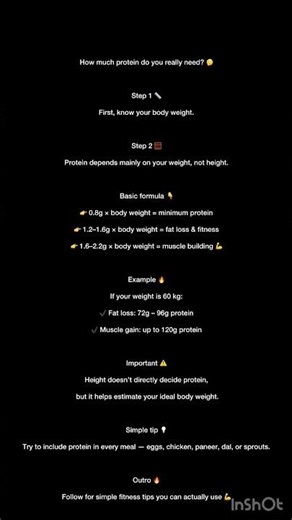 Protein Intake Made Easy | Per Day Calculation 🔥