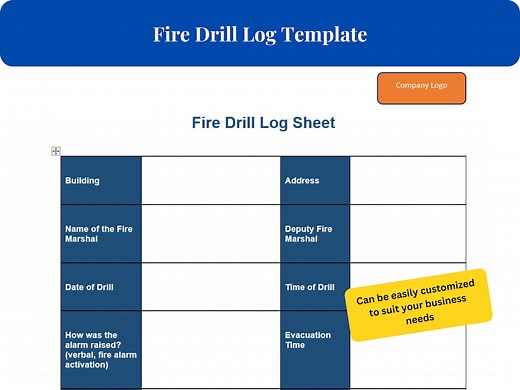Professional Fire Drill Log Template - Streamlined Word Document, Essential for Safety Compliance, Instant Download - Etsy