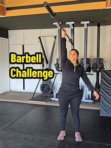Lift the Barbell Challenge! ⬆️💥💪🏽 If you've been working on your upper body, save this and next time you're at the gym give it a try. This with test your strength, balance, coordination, and control. 🔥 If you can do it, show off and tag me! 🤗 #barbell #barbellchallenge #strength #fypgym #lift