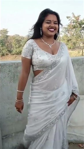 Silver Saree Queen 👑 | Desi Diva Elegant Look ✨ #Shorts