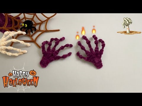 DIY Halloween Toys Part 1 : Create a SPOOKY HAND with pipe cleaner, Easy !