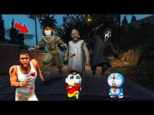 Franklin Shinchan Doraemon Escaped From Granny Serbian Dancing Lady in Gta V in Telugu