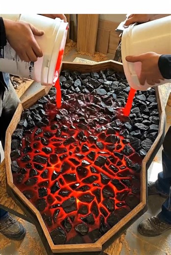 The floor is lava? No, the table is lava! 🌋🔥 This came out better than expected. Rate this 1-10! 👇 #epoxy #resin #diy #satisfyingvideo #homedecor