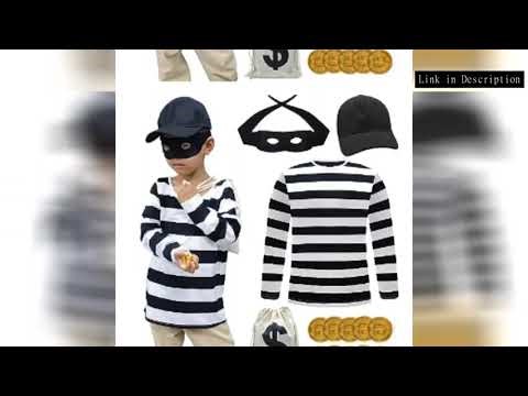 Movie Convict Thief Cosplay Costume Bank Robber Disguise Accessories Sets for Kids Halloween Carniva