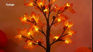 Vanthylit Lighted Fall Tree with 24 LED Thanksgiving Decorations Maple Tree Battery Operated Table Lights Autumn Decorations for Home
