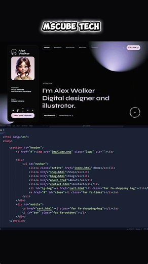 Portfolio Website Using HTML, CSS & JavaScript | Responsive Personal Website #short #mscubetech #ai