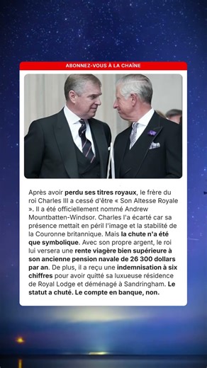 Prince Andrew: statut perdu, argent non
