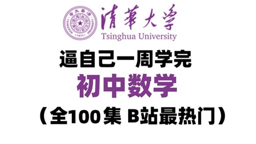 【全100集】清华名师带你一周学完初中数学，初一到初三详细讲解，通俗易懂，从基础到精通，轻松学好初中数学！