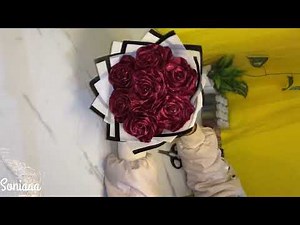 7 Roses Arrange Flowers Bouquet.Flower Wrapping Techniques!! #diybouquet #craft #subscribe #viral