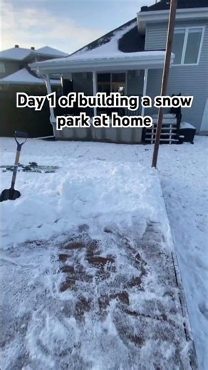 Day 1 of building a snow park at home #ski #snowpark