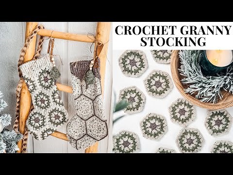 Hexagon Granny Stocking Pattern Tutorial With Unique Ribbed Cuff