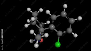 ketamine molecule model rotating. Ketamine is a medication used for starting and maintaining anesthesia