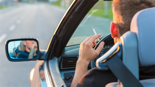 Find out if it is illegal to smoke in a convertible car with kids as passengers