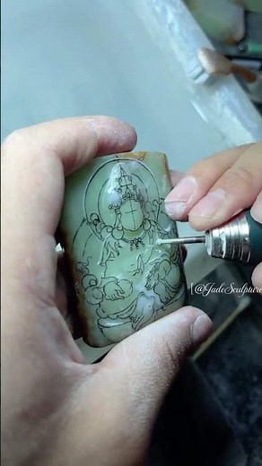 Jade Yellow God: Hand-Carved Process #JadeArt #SculptureCraft