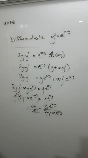 How to implicitly differentiate with respect to x the relation y^2 = e^(xy)