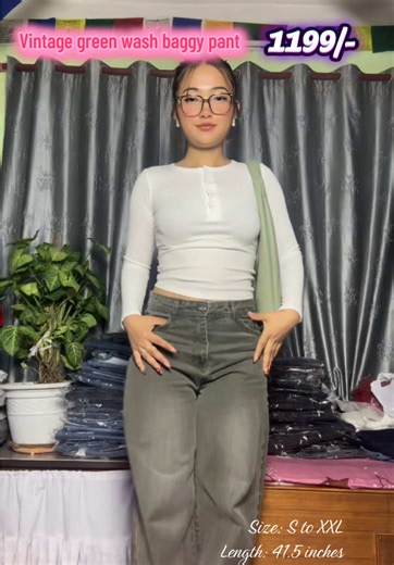 Vintage Green Wash Baggy Pants Available for Just 1199/-