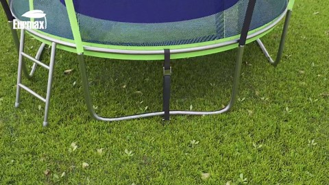 Eurmax USA Trampoline Stakes Heavy Duty Trampoline Parts Corkscrew Shape Steel Stakes Anchor Kit with T Hook for Trampolines -Set of 4 Bonus 4 Strong Belt,Black