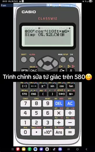 Trình chỉnh sửa tứ giác trên casio 580😋😗 quadrilateral editor hehe org cre kator, dev cre whack studio #casio #blue #geometry #viral #xh