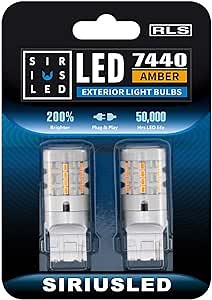 SIRIUSLED 7440 Anti Hyper Flash Built-in load resistor True 25W Yellow Orange Extremely Bright LED Bulb for Turn Signal only 7440A T20 W21W Pack of 2 (Upgrade Version)