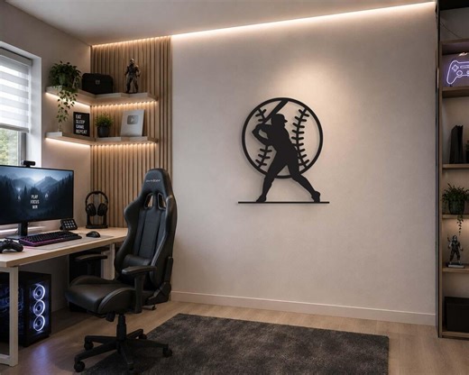Baseball Metal Wall Art | Baseball Player Decor | Garage Wall Decor | Sports Room Decor | Man Cave Metal Sign | Baseball Gift for Him - Etsy