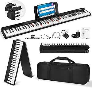 Vangoa Folding Piano Keyboard - 88 Key Full Size Electric With MIDI Bluetooth, Travel Set With Headphones, Carry-Bag for Adults, Beginners, Kids
