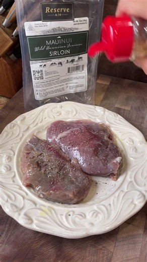 Smoked venison brined overnight, seasoned with salt, pepper + garlic, finished with a reverse sear