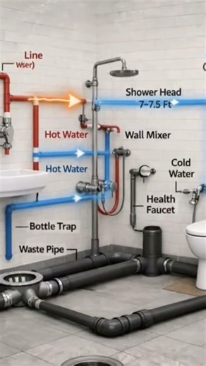 Bathroom Plumbing Layout Explained 🚿 | Correct Method Step-by-Step