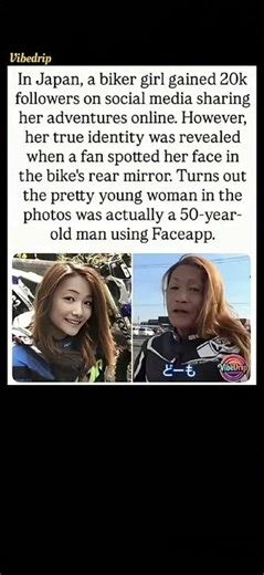A popular Japanese "biker girl" was actually a 50-year-old man using a face filter. #shortsfeed