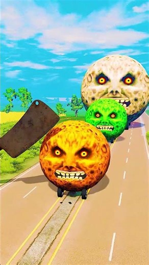 Big & Small Moon Cars vs Giant Butcher Knife - BeamNG.Drive