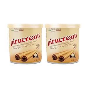 Pirucream Cream Filled Rolled Wafer. Chocolate and Hazelnut Filling. Premium Cocoa Cream Cookie. 5.46 oz. Pack of 2