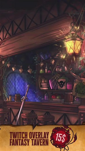 Turn your stream into a legendary Fantasy Tavern ⚔️ Animated overlay pack with glowing lanterns, wooden textures, magical vibes, and immersive RPG energy. Perfect for Twitch, VTubers, D&D streams, and fantasy lovers. Step inside and let the adventure begin ✨ #FantasyTavern #TwitchOverlays #RPGStream #VTuberAssets #StreamDesign