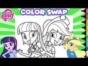 My Little Pony Coloring Book Pages Color Swap Twilight Sparkle Applejack MLP Rainbow Splash