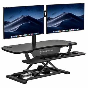 VersaDesk PowerPro Electric Standing Desk Converter - Adjustable Sit Stand Workstation for Home & Office w/ USB Charging Port | Black (40x24)