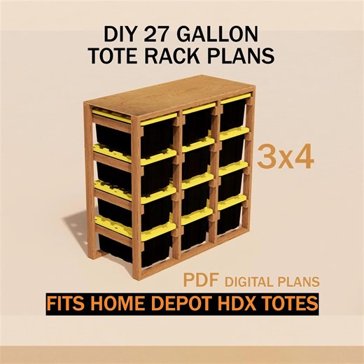 DIY 27 Gallon Tote Rack Plans | Fits HDX 27-gal Tough Storage Bins | Woodworking Plans 3x4 Triple Storage Shelving PDF - Etsy Canada