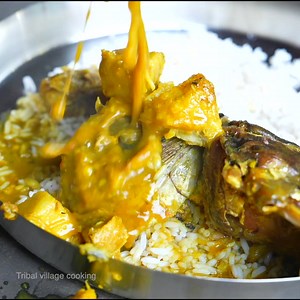 127K views · 1.4K reactions | BIG FISH HEAD ROASTING RECIPE | collecting and cooking GIANT taro root with fish head curry recipe eating Part 14 | Tribal village cooking | Facebook